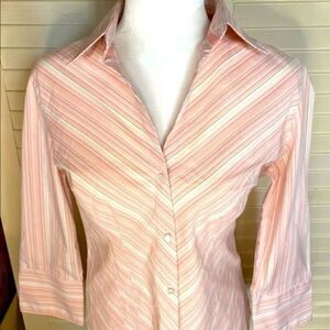 Worthington Stretch Pink Striped Blouse